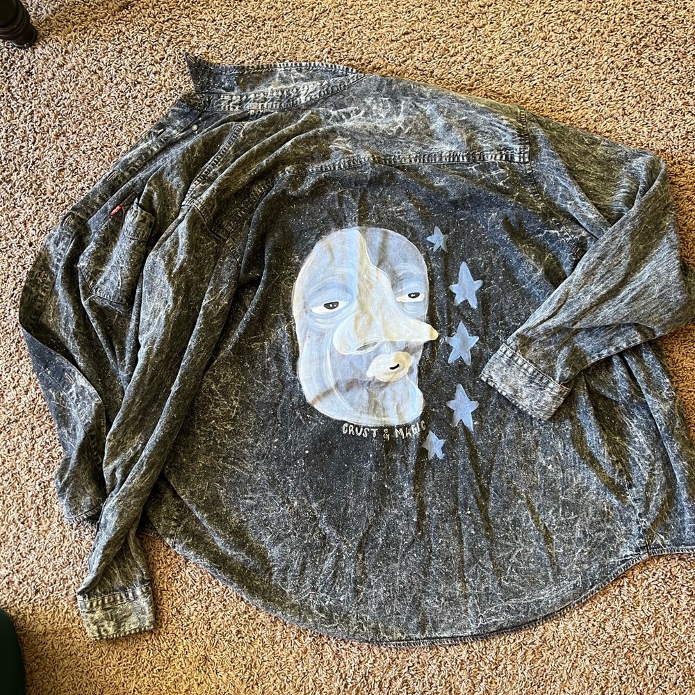 Levi's Black Graphic Button Down Shirt Hand Painted